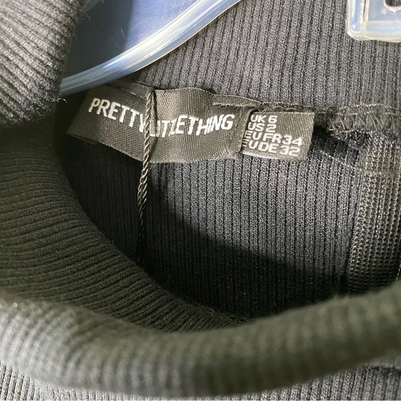 Pretty Little Thing Black Ribbed Knit Slit Midi Dress Size 2 - Picture 11 of 12